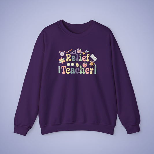 Relief Teacher Crewneck Sweatshirt Retro Unisex Back to School