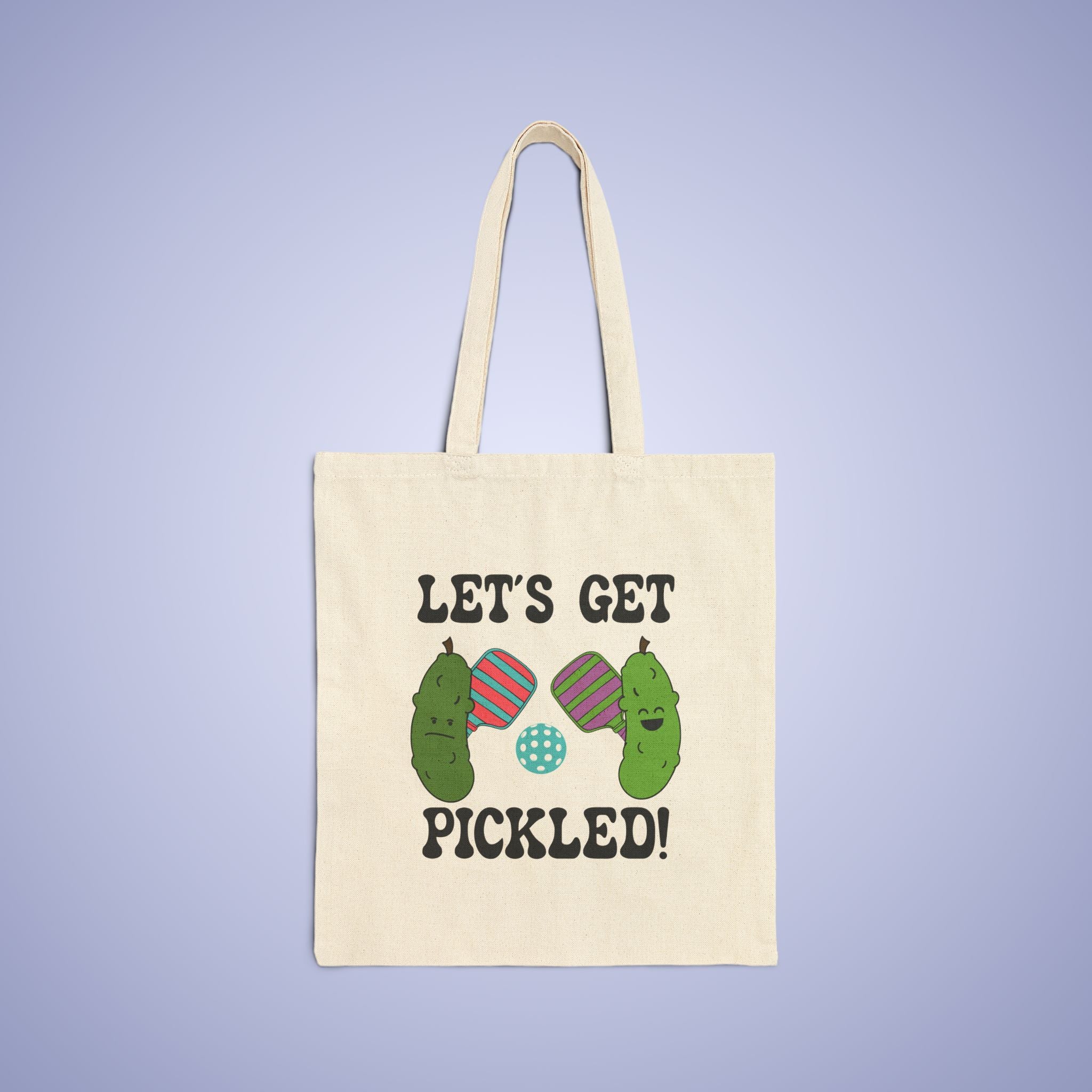 Let's Get Pickled Cotton Canvas Pickleball Pickle Lover Gift Tote Bag