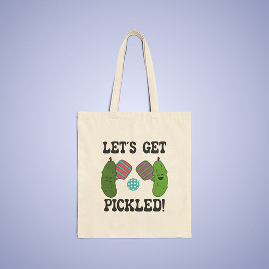 Let's Get Pickled Cotton Canvas Pickleball Pickle Lover Gift Tote Bag