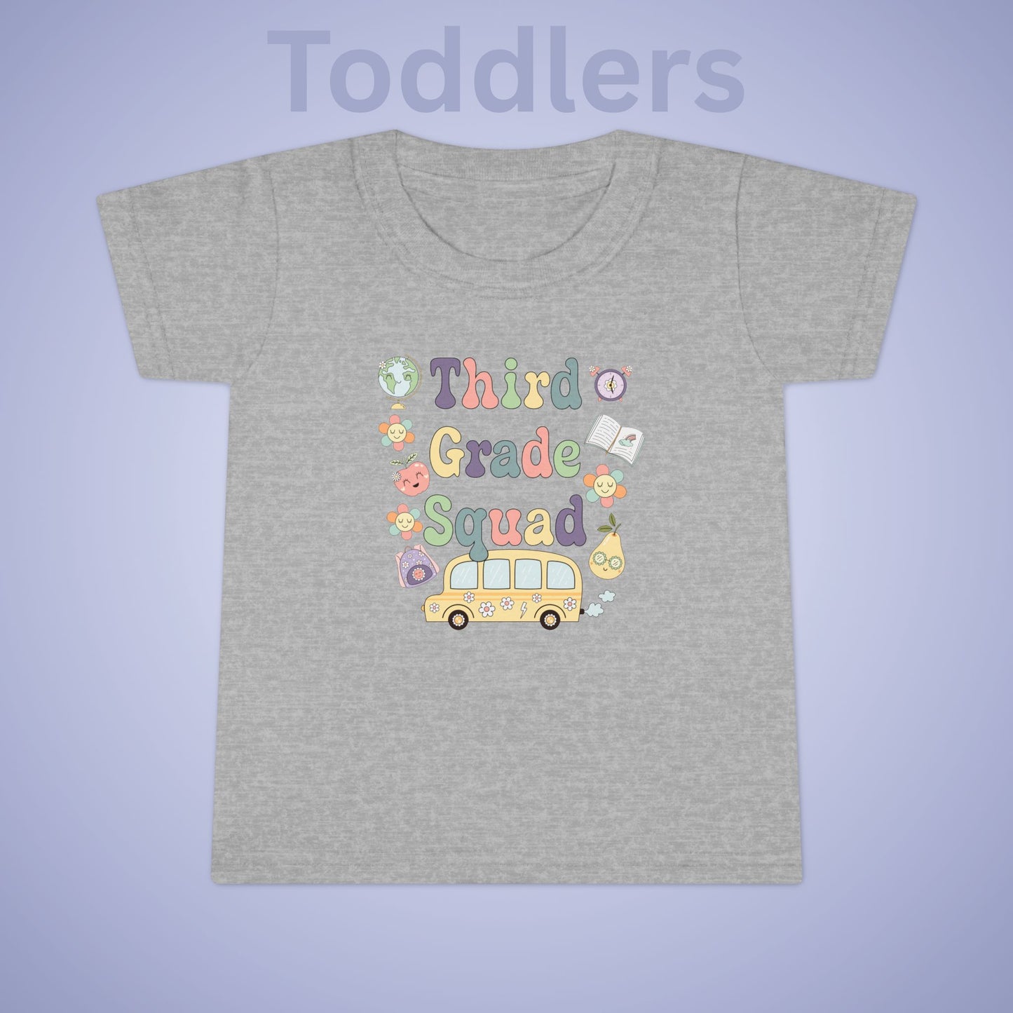 Third Grade Squad Fun Retro Kids Cotton T Shirt Back To School Toddler