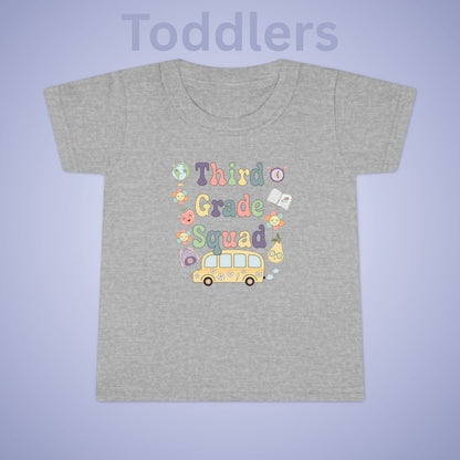 Third Grade Squad Fun Retro Kids Cotton T Shirt Back To School Toddler