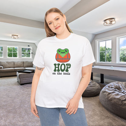 Hop on the Tools Graphic Tee Frog Lover Funny Labourer Unisex T Shirt