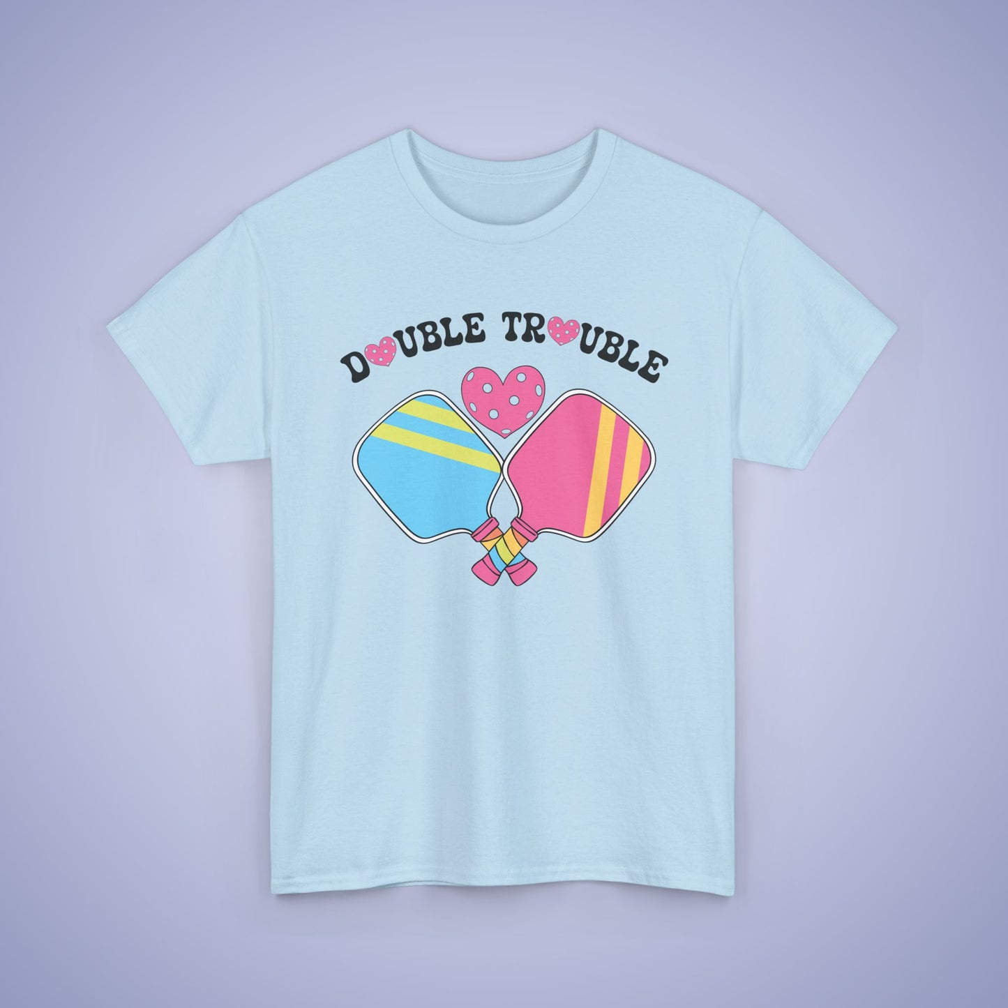 Double Trouble Pickleball T Shirt Retro Couple Matching Pink Graphic Design