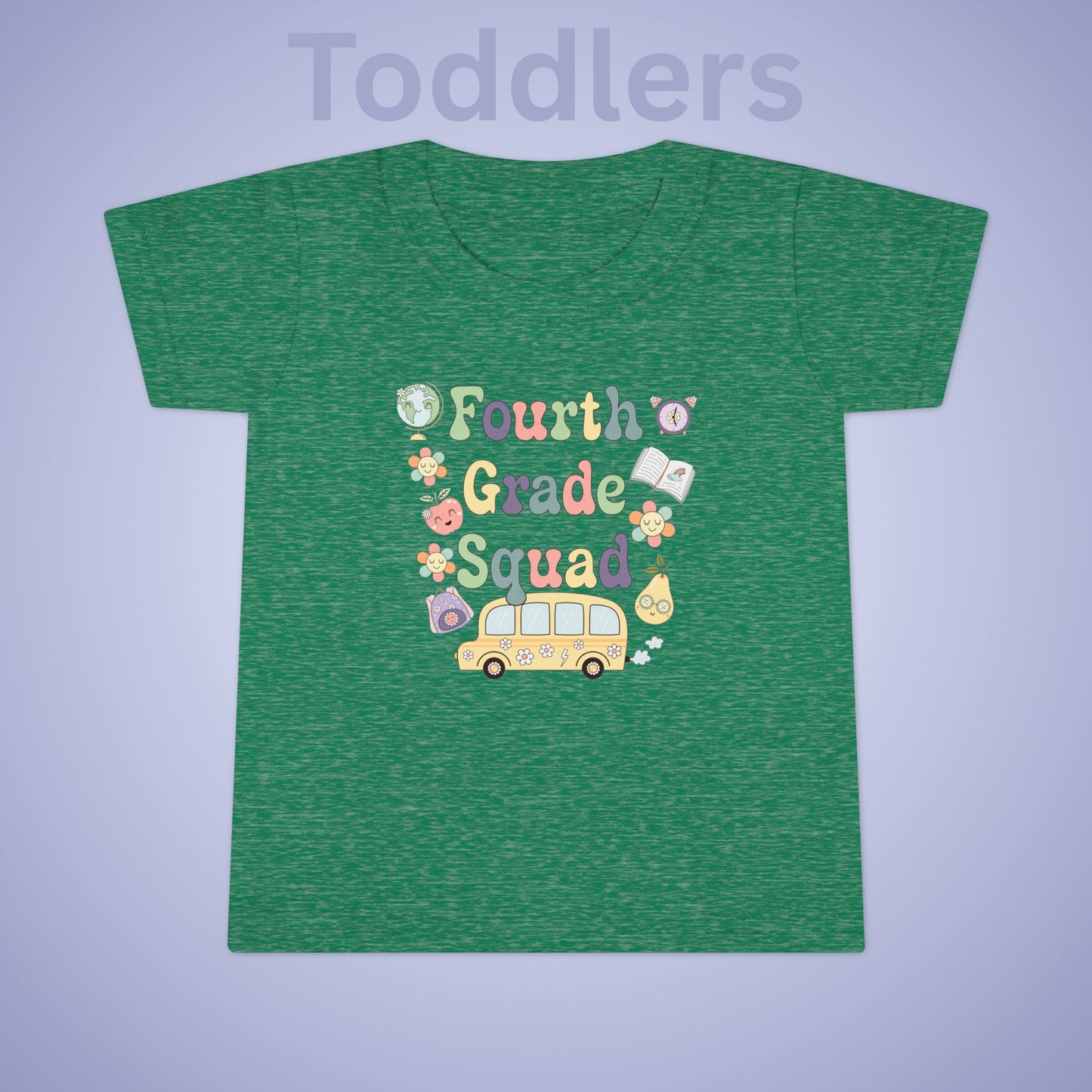 Fourth Grade Squad Fun Retro Kids Cotton T Shirt Back To School Toddler