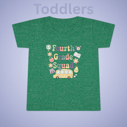Fourth Grade Squad Fun Retro Kids Cotton T Shirt Back To School Toddler