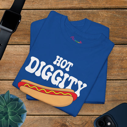 Hot Diggity Dog Funny Hot Dog T-Shirt | Hot Dog Lover Gift White