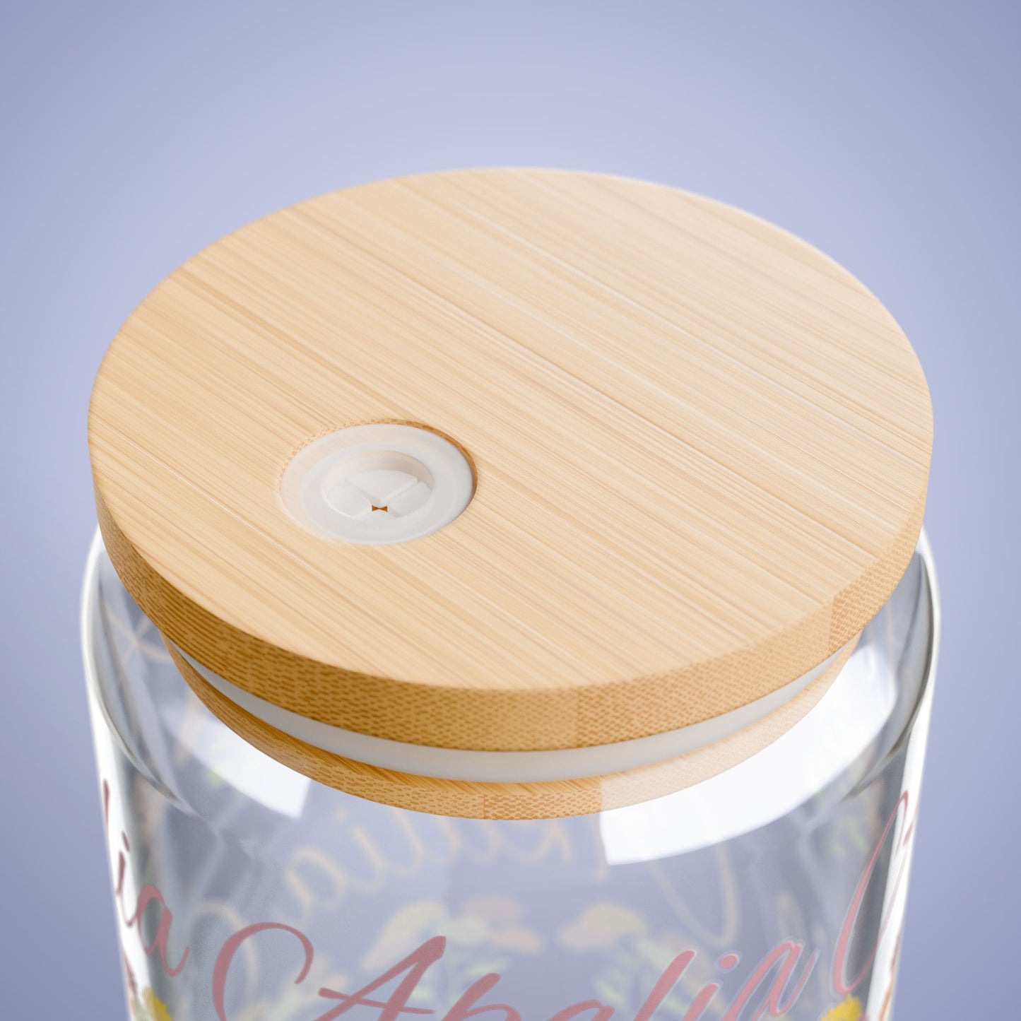 November Birthday Chrysanthemum Floral Personalized Sipper Glass Bamboo Lid