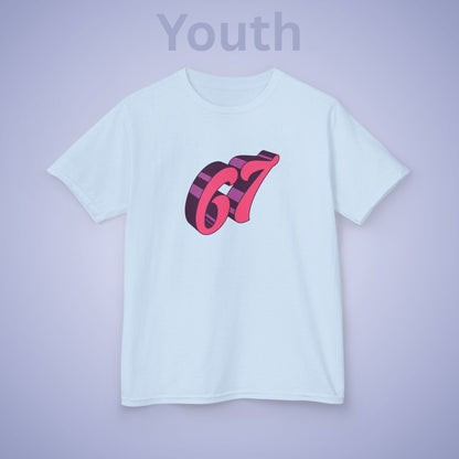 Pink Word Art 67 Tee Fun Trending Kids Cotton T Shirt Six Seven Youth