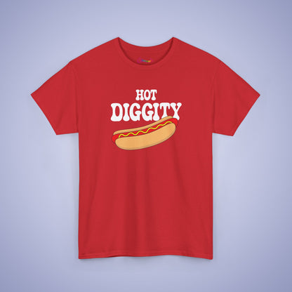 Hot Diggity Dog Funny Hot Dog T-Shirt | Hot Dog Lover Gift White