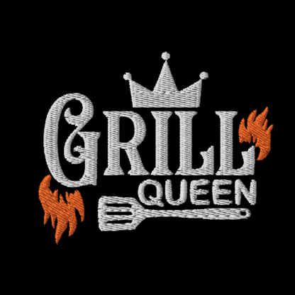 Grill Queen Meat Lover Smoker Gift Funny Black Embroidered Apron