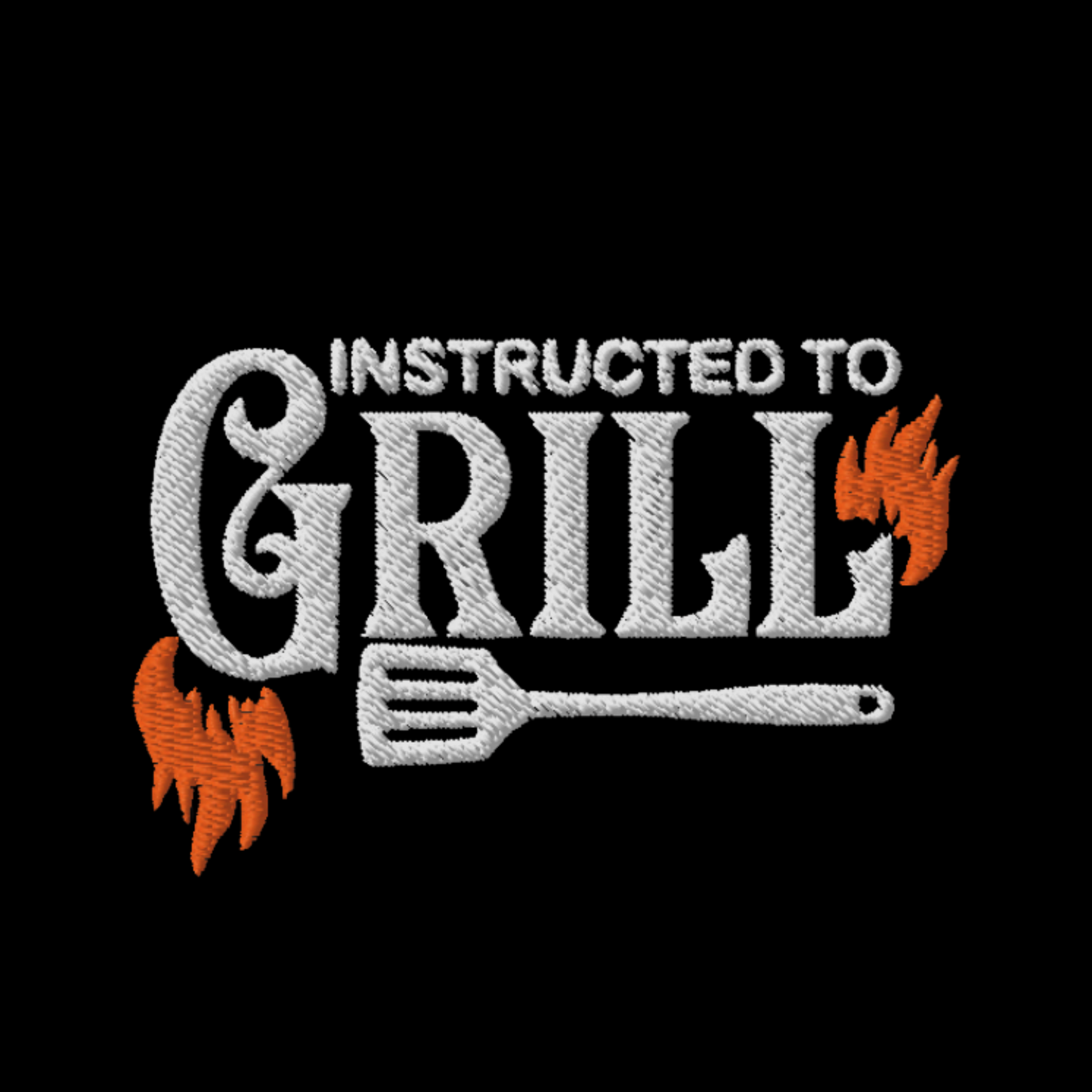 Instructed to Grill Funny Couple Gift Grilling Black Embroidered Apron