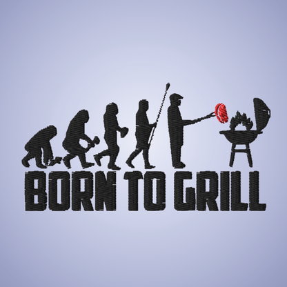Born to Grill White Embroidered Funny Apron GIft
