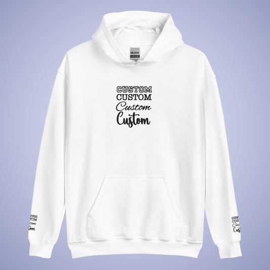 Personalized Custom Embroidered Hoodie Sleeve Print Black Embroidery Unisex