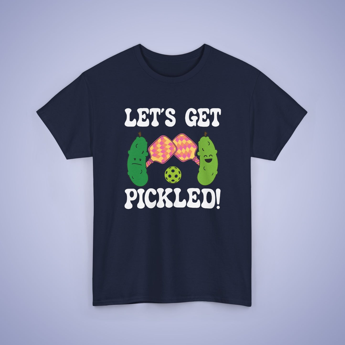 Lets Get Pickled Funny Alcohol Drinking Pickleball T Shirt White Graphic Design