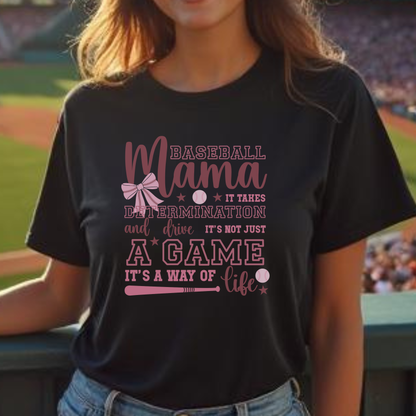 Baseball Mama Coquette Bow Pink Graphic Sports Mom Unisex T Shirt