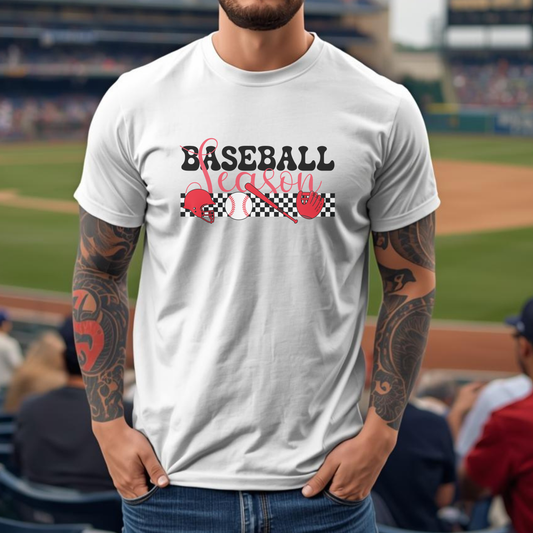 Baseball Season Graphic Checkered Unisex T Shirt