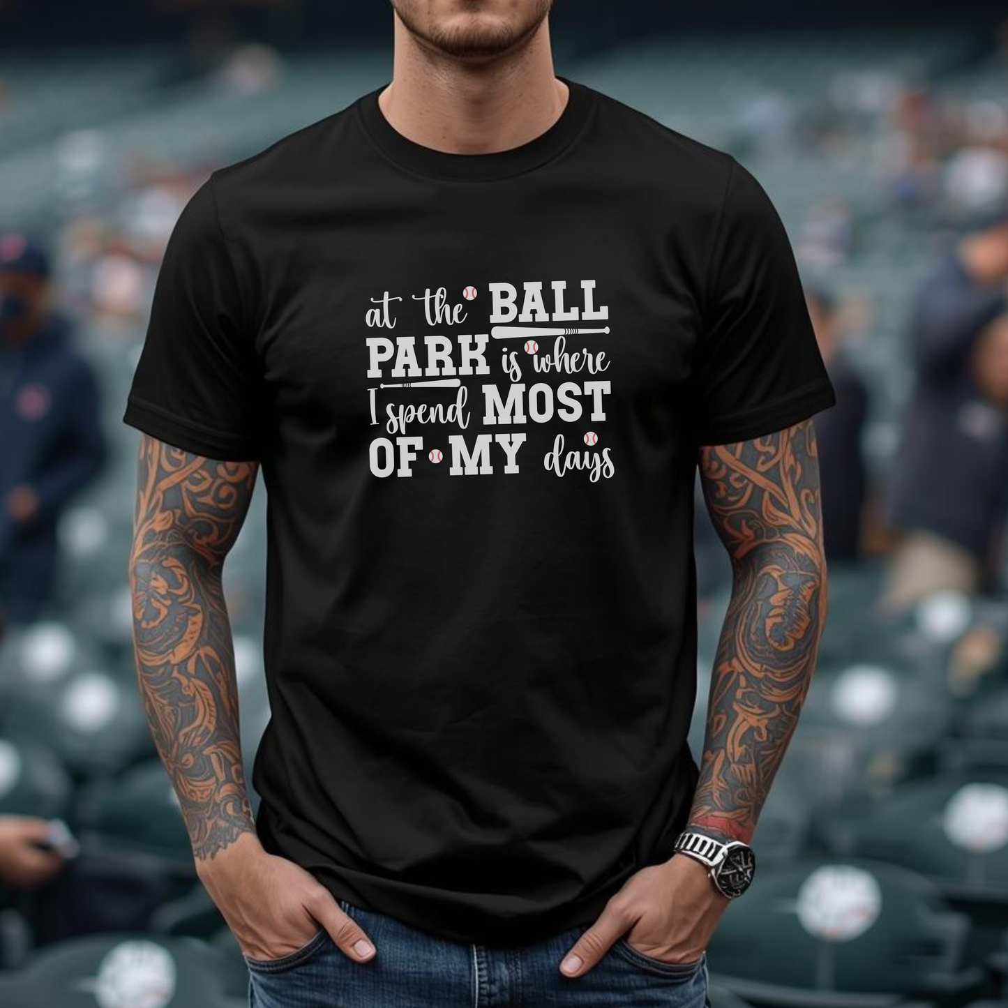 At The Ball Park Word Art Text Baseball Unisex T Shirt