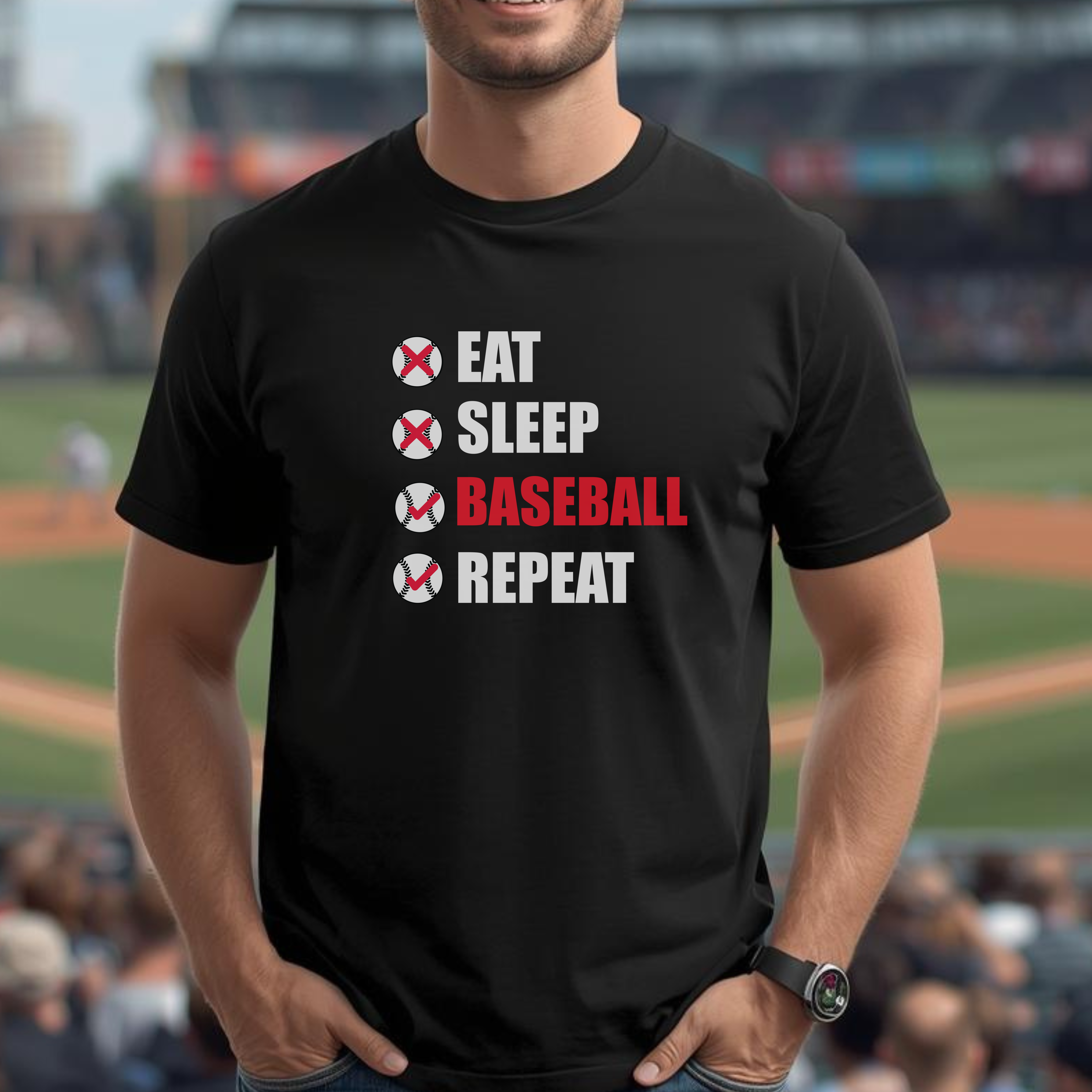 Eat Sleep Baseball Repeat Funny Unisex T Shirt
