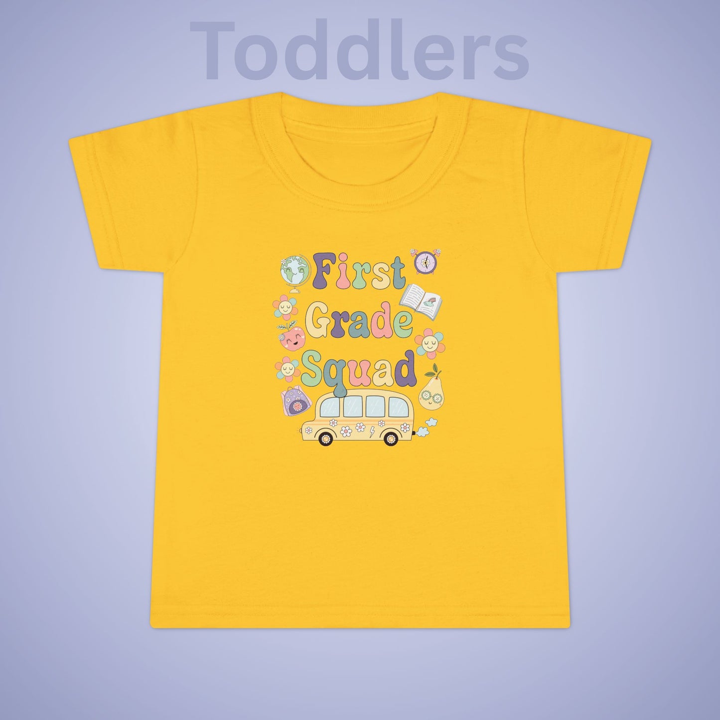 First Grade Squad Retro Fun Kids Cotton T Shirt Back To School Toddler