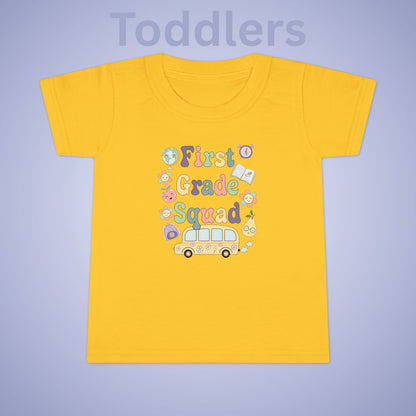 First Grade Squad Retro Fun Kids Cotton T Shirt Back To School Toddler