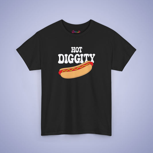 Hot Diggity Dog Funny Hot Dog T-Shirt | Hot Dog Lover Gift White