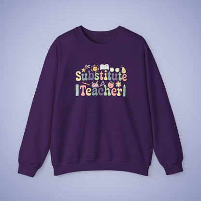 Substitute Teacher Crewneck Sweatshirt Retro Unisex Back to School