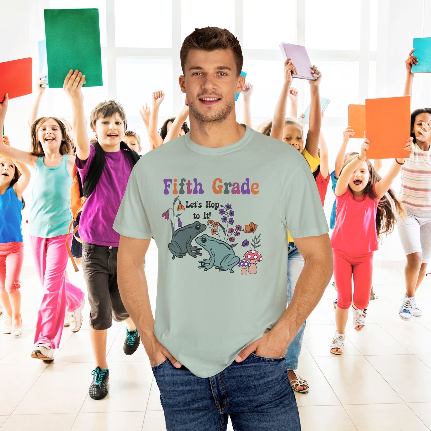 Fifth Grade Lets Hop To It Teacher T Shirt Frogs Comfort Colors Unisex Back to School