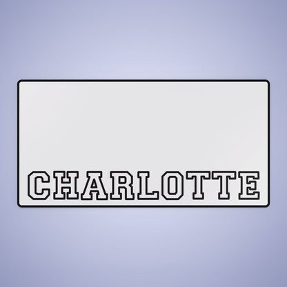 University Style Personalized Name Desk Mat White