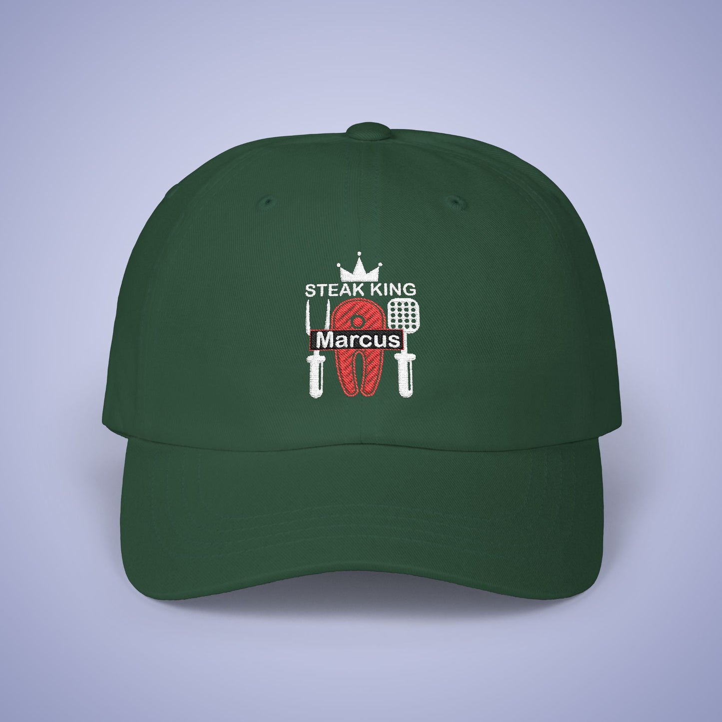 Steak King Personalized Grill Lover Embroidered Classic Dad Cap Unisex White Embroidery Gift