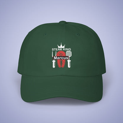 Steak King Personalized Grill Lover Embroidered Classic Dad Cap Unisex White Embroidery Gift