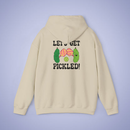 Lets Get Pickled Funny Alcohol Drinking Pickleball Hoodie Black Graphic Design