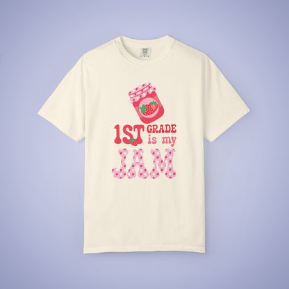First Grade is my Jam Strawberry Teacher T Shirt Comfort Colors Unisex Back to School
