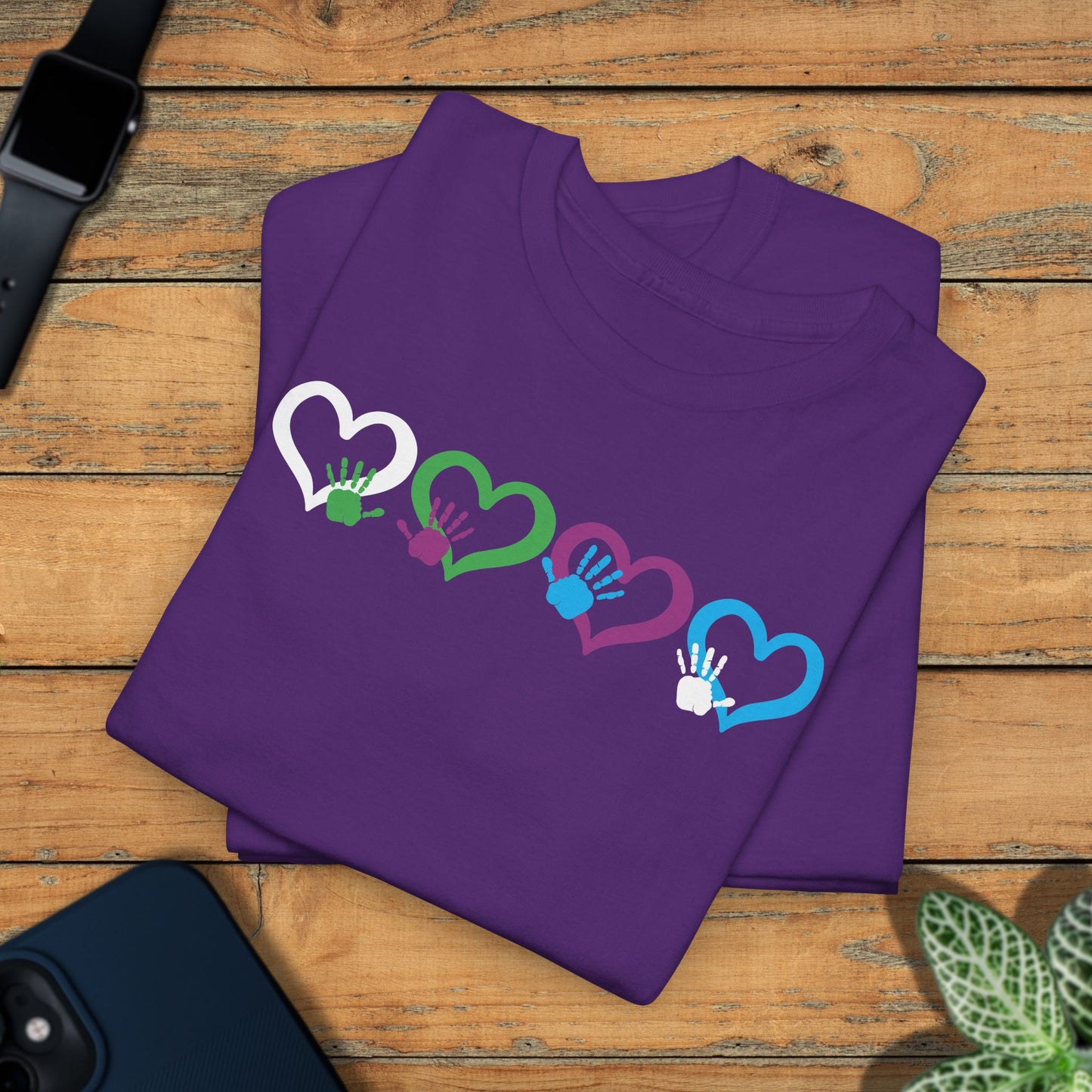Hearts and Hands Orange Graphic Unity Day Teachers T Shirt Unisex