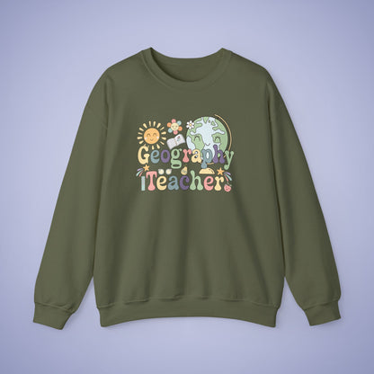 Geography Teacher Crewneck Sweatshirt Retro Unisex Back to School