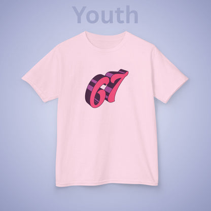 Pink Word Art 67 Tee Fun Trending Kids Cotton T Shirt Six Seven Youth