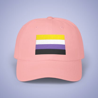 Non Binary Flag Pride Month Embroidered Classic Dad Cap Unisex Coloured Embroidery