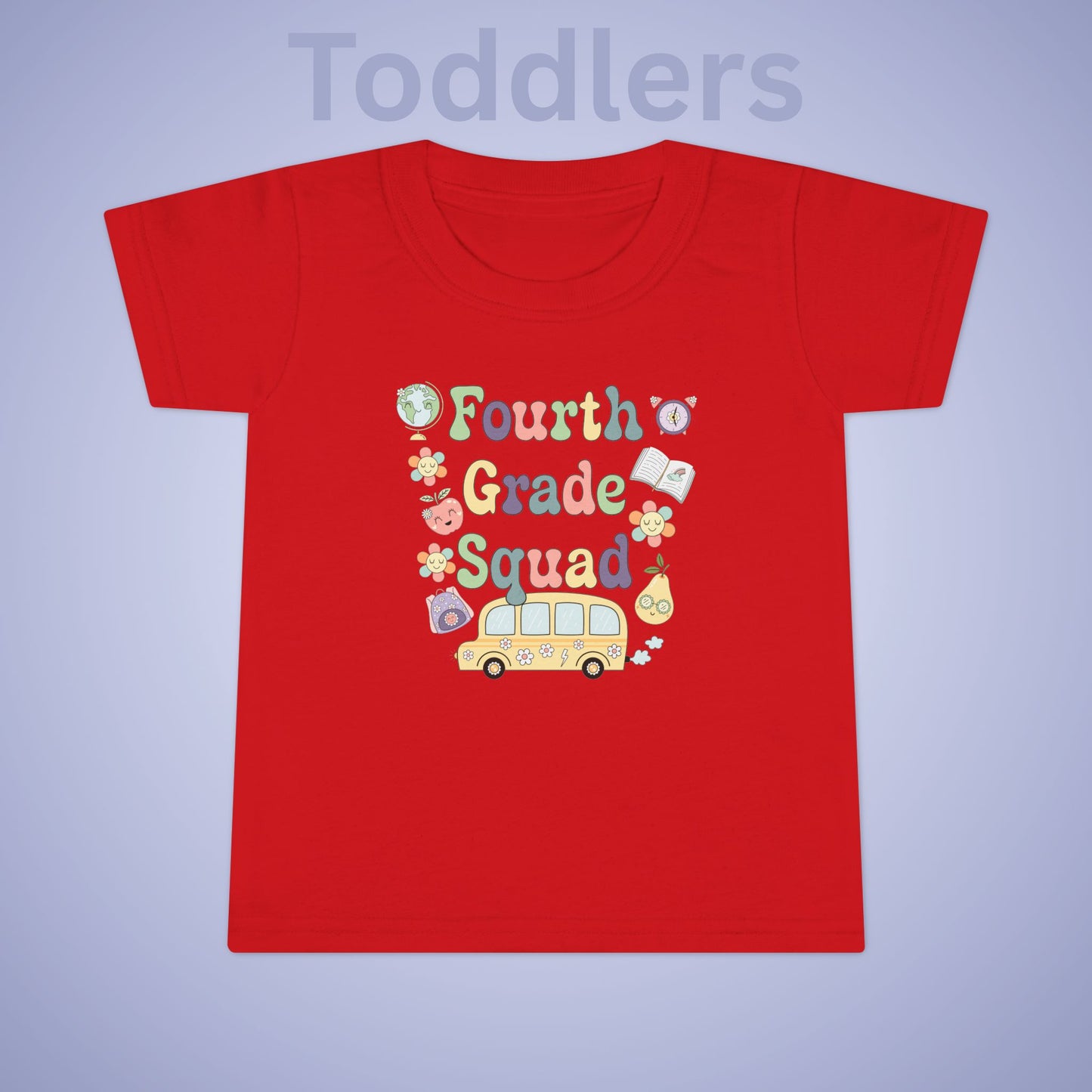 Fourth Grade Squad Fun Retro Kids Cotton T Shirt Back To School Toddler