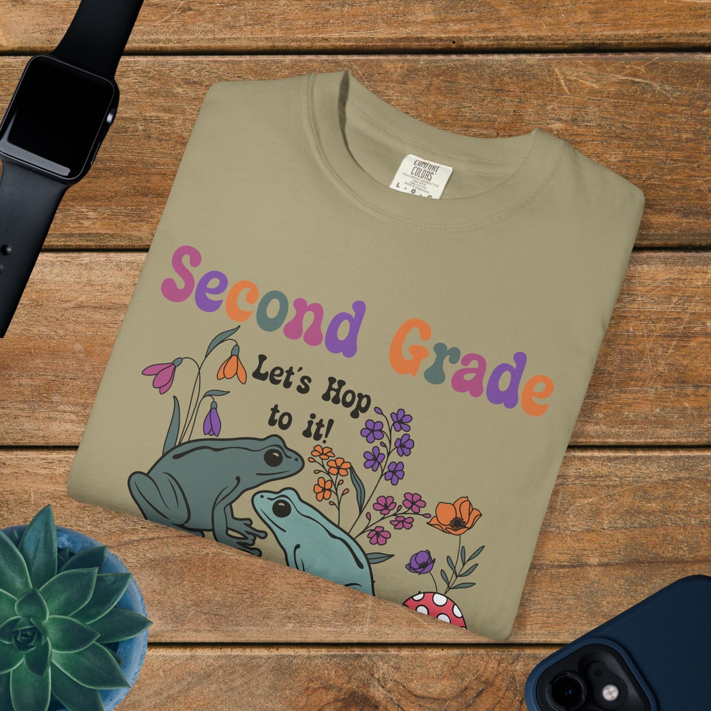 Second Grade Lets Hop To It Teacher T Shirt Frogs Comfort Colors Unisex Back to School