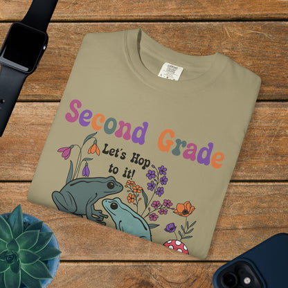 Second Grade Lets Hop To It Teacher T Shirt Frogs Comfort Colors Unisex Back to School