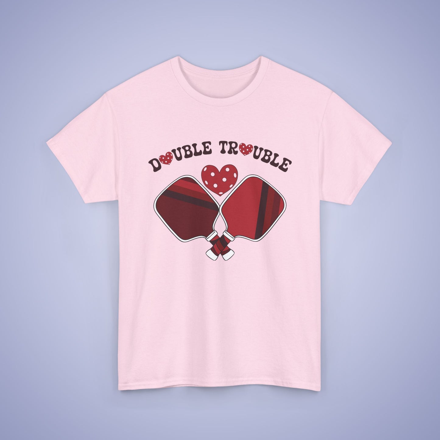 Double Trouble Pickleball T Shirt Retro Couple Matching Red and White Graphic Design