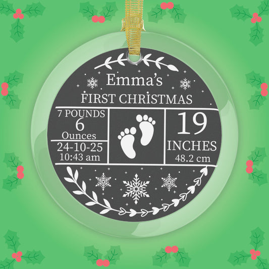 Babies First Christmas Personalized Glass Ornament Gift