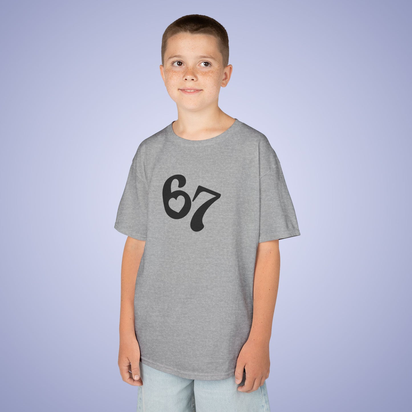 Love Heart 67 Tee Fun Trending Kids Cotton T Shirt Six Seven Youth