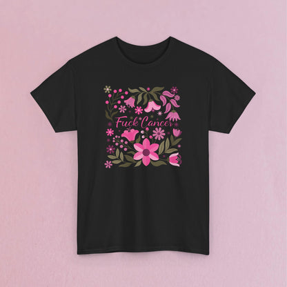 Fuck Cancer Pink Boho Floral Breast Cancer Awareness Unisex T Shirt