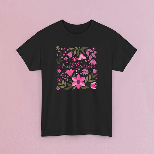 Fuck Cancer Pink Boho Floral Breast Cancer Awareness Unisex T Shirt