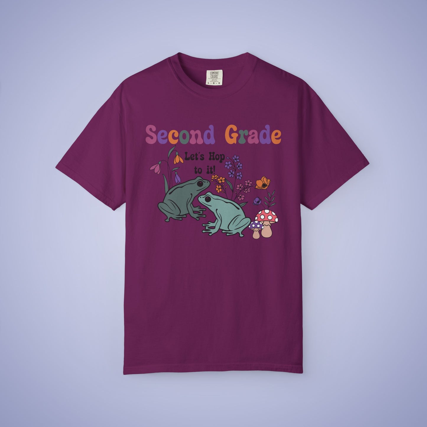 Second Grade Lets Hop To It Teacher T Shirt Frogs Comfort Colors Unisex Back to School