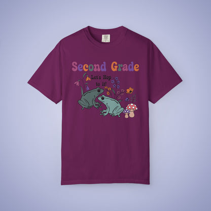 Second Grade Lets Hop To It Teacher T Shirt Frogs Comfort Colors Unisex Back to School