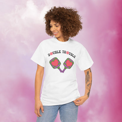 Double Trouble Pickleball Couple Team Tee Graphic Design T Shirt