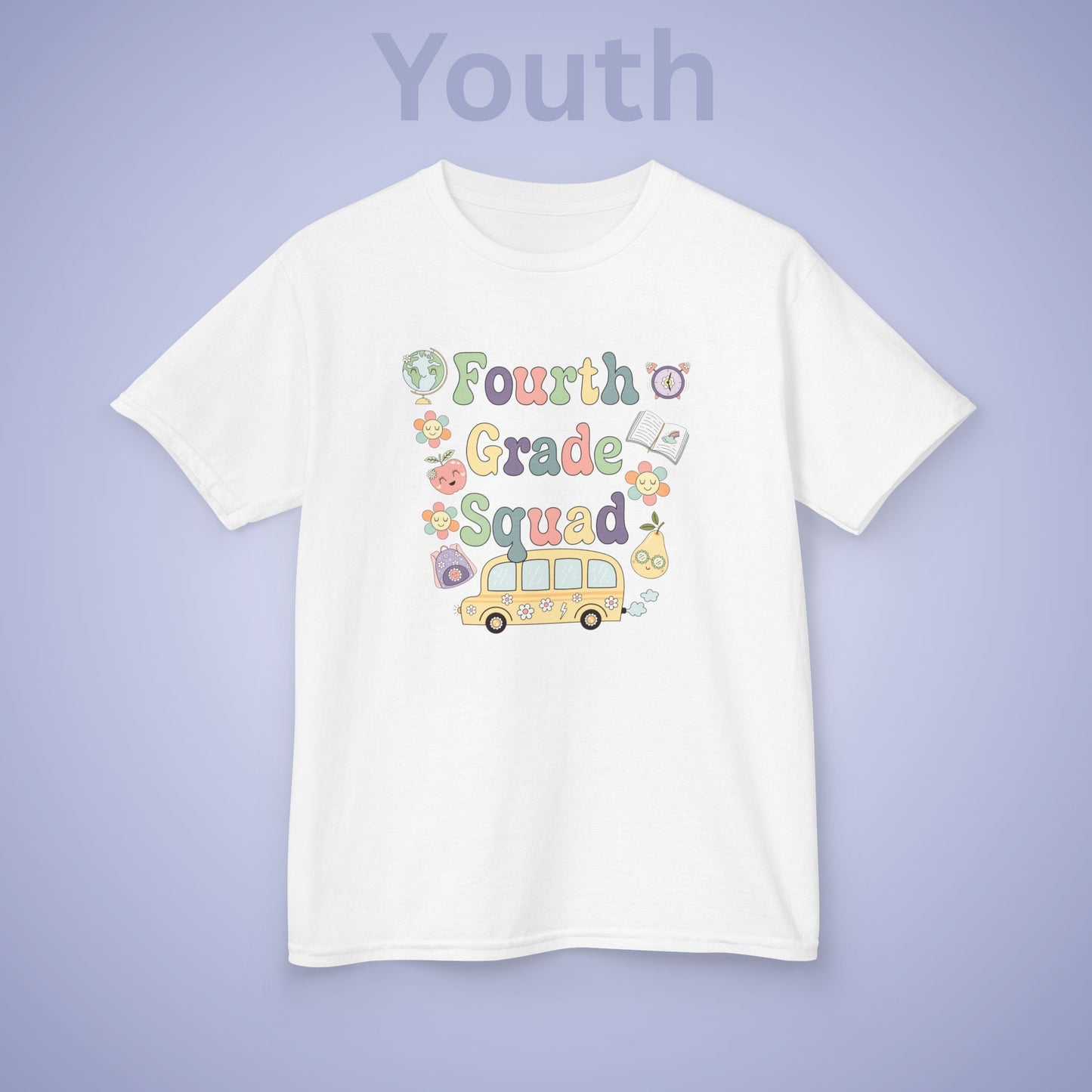 Fourth Grade Squad Retro Fun Kids Cotton T Shirt Back To School Youth