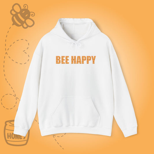 Bee Happy Sweet As Honey  Honeycomb Word Art Design Hoodie Sweatshirt