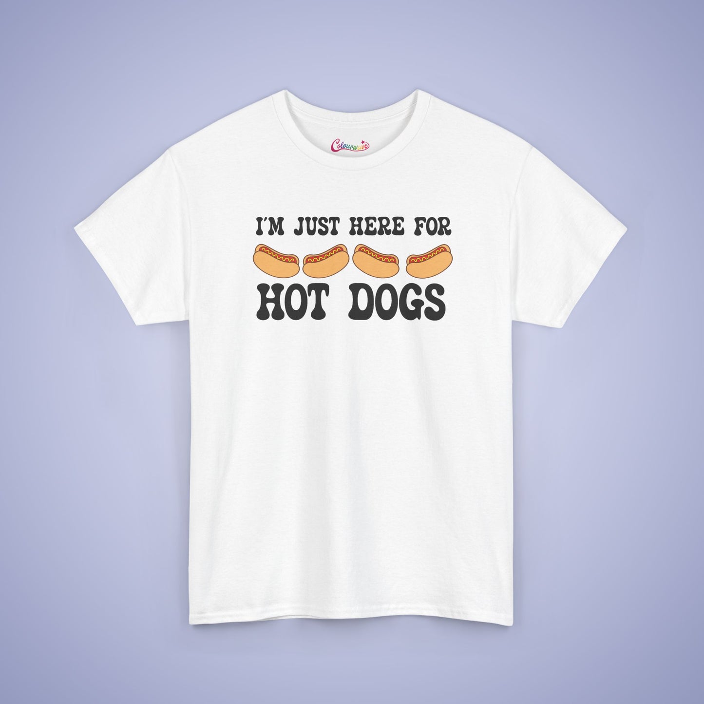 I'm Just Here for the Hot Dogs Funny Hot Dog T-Shirt | Hot Dog Lover Gift Black